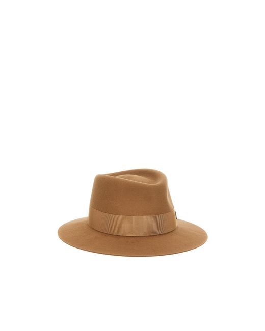 Maison Michel Brown Andre Logo Plaque Hat