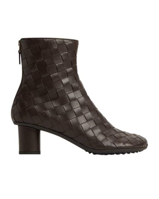 Bottega Veneta Brown Intrecciato Ankle Boots