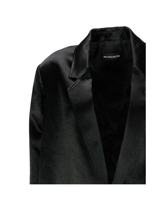 Ann Demeulemeester Black Polished Oversize Button-Up Blazer