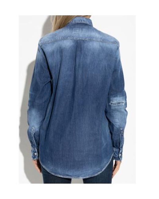 DSquared² Blue Button-Up Denim Shirt