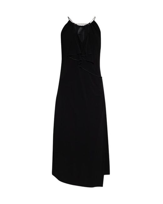 Givenchy Black Ruffle Halter-Neck Dress