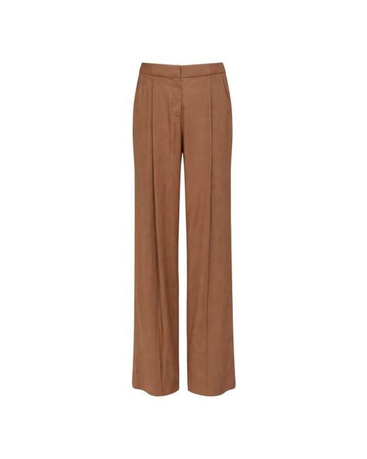 Elisabetta Franchi Brown Pleated Straight-Leg Pants
