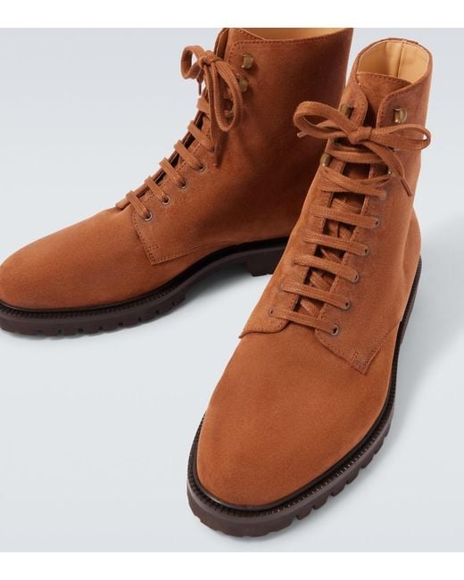 Brunello Cucinelli Brown Suede Lace-Up Boots for men