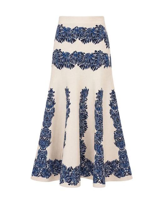 Ulla Johnson Blue Alessia Knit Jacquard Skirt