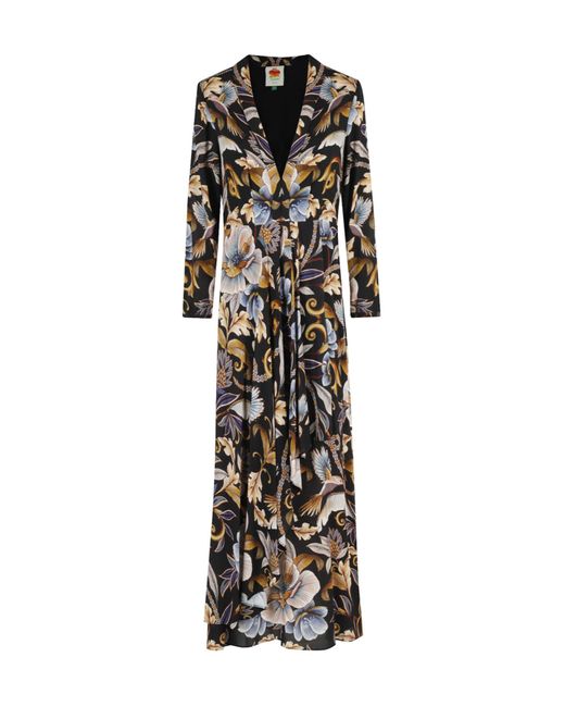 Farm Rio Black Printed Long-Sleeve Dress