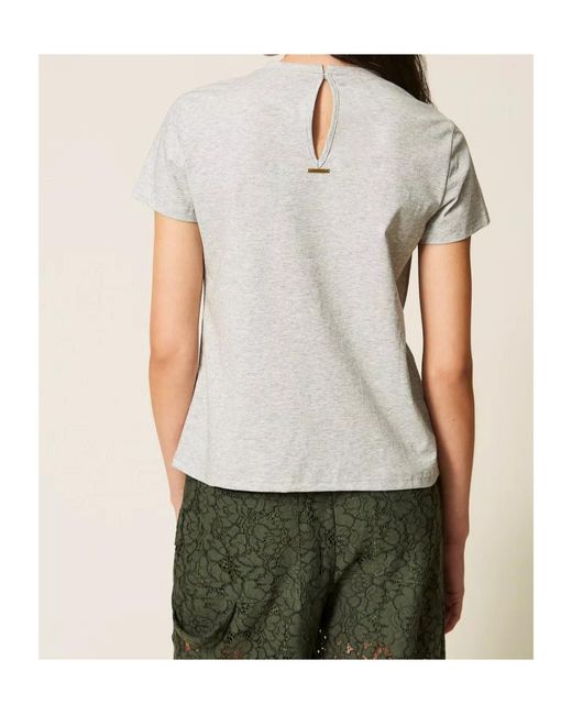 Twinset White Cabochon-Embellished T-Shirt