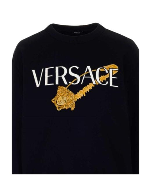 Versace Blue Safety Pin Logo Sweatshirt