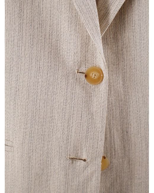 Alysi Natural Single-Breasted Textured Blazer