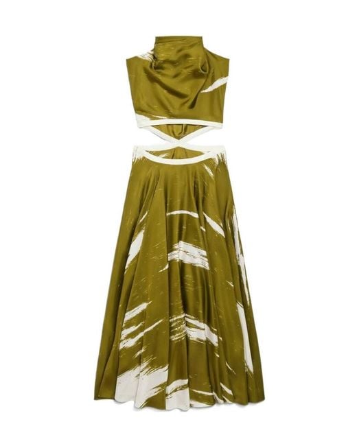 Balenciaga Green Brush Scratch Cut-Out Dress