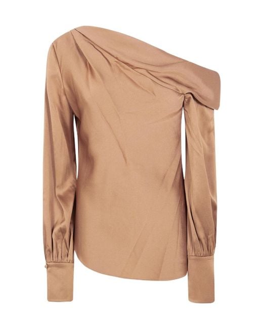 Jonathan Simkhai Natural Draped One-Shoulder Top