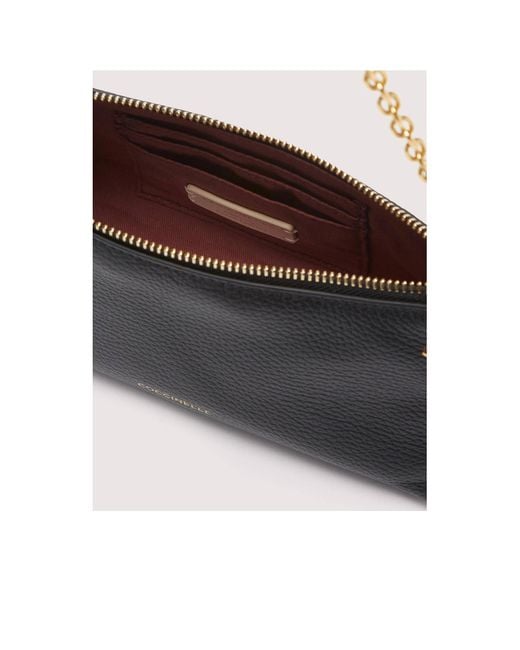 Coccinelle Black Aura Logo Debossed Shoulder Bag