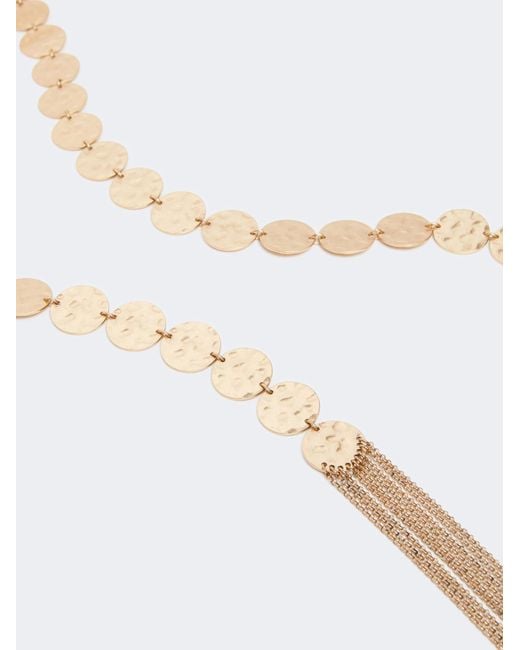 Max Mara White Scarf Necklace With Coin Detail