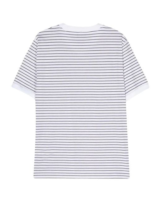 Peserico White V-Neck Striped T-Shirt for men