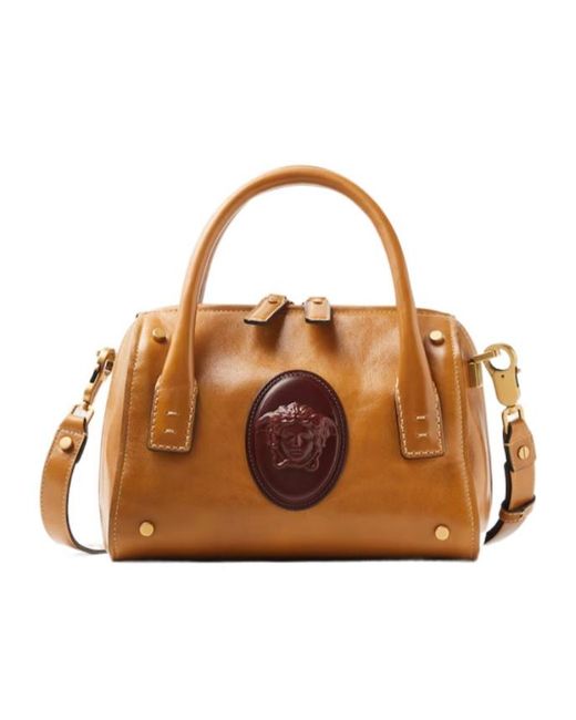 Versace Brown Roomy Zipped Small Tote Bag