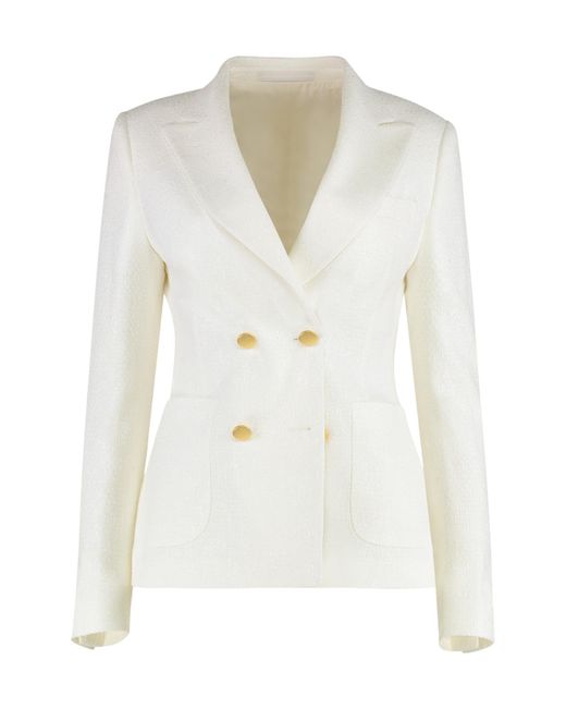Tagliatore White Double Breasted Tailored Blazer