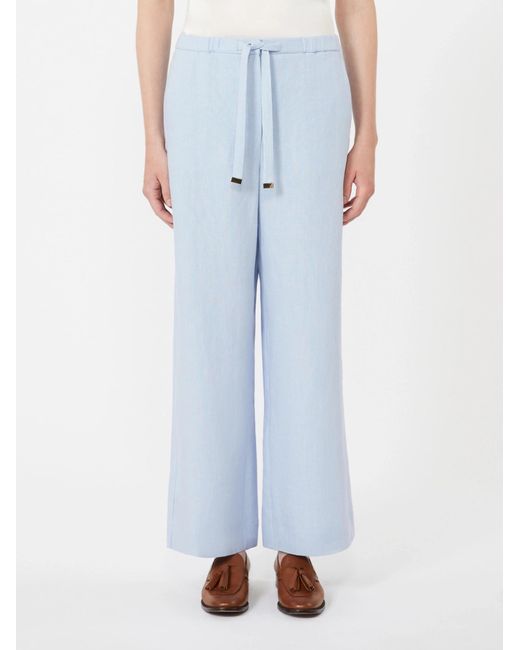 Max Mara Blue Studio Medea Drawstring Wide-Leg Pants