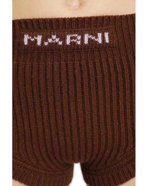 Marni Brown Logo Mini Shorts