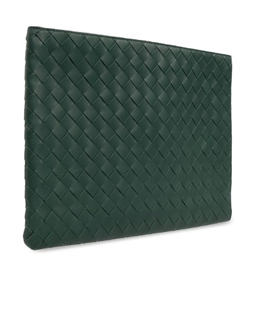 Bottega Veneta Green Intreciato Semi-Zipper Clutch for men