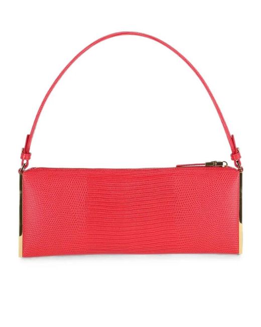 Elisabetta Franchi Red Embossed Over-The-Shoulder Bag
