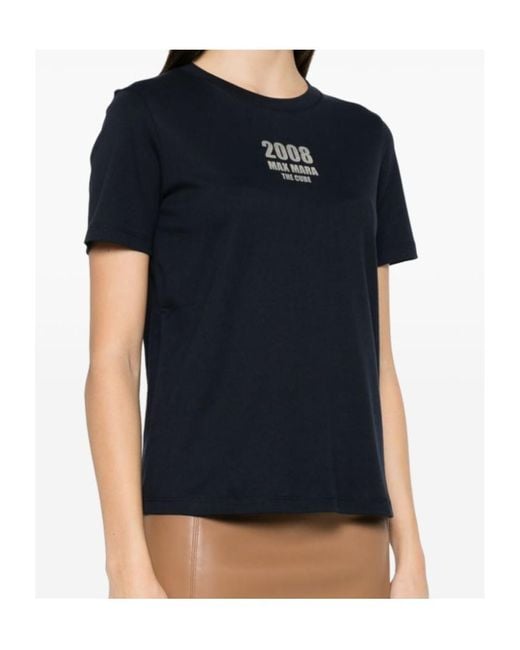 Max Mara Blue Quieto Logo Printed Crewneck T-Shirt