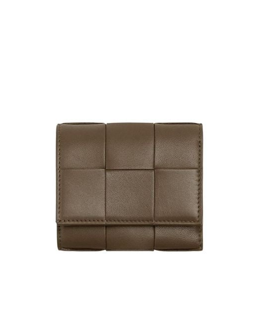 Bottega Veneta Brown Small Cassette Tri-Fold Zip Wallet