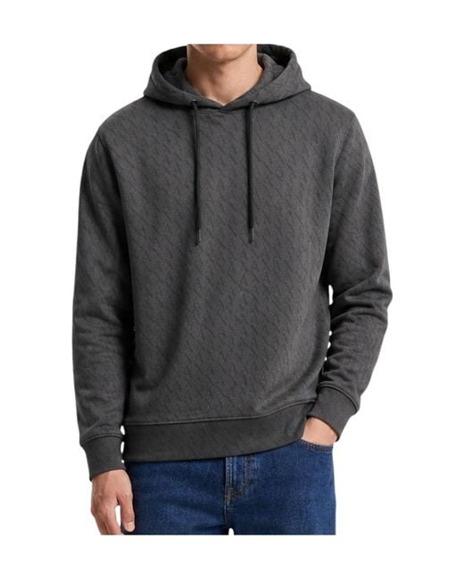 ARMANI EXCHANGE Gray Drawstring Hooded Sweatshirt for men