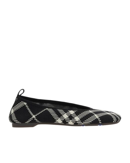 Burberry Black Checked Knitted Baby Ballerinas