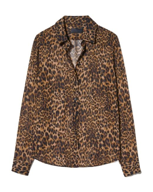 Nili Lotan Brown Leopard Print Shirt