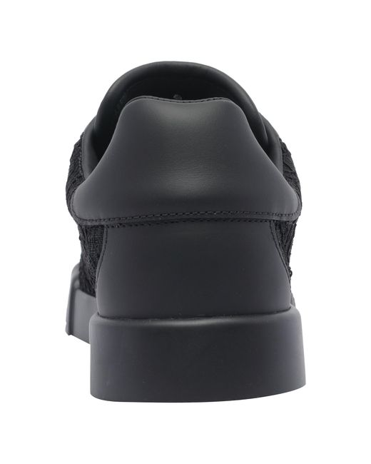 Dolce & Gabbana Black Logo Patch Lace Sneakers