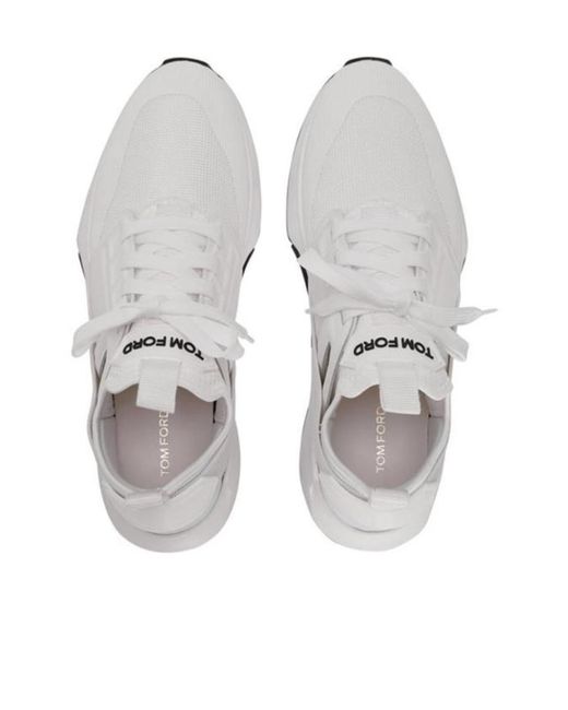 Tom Ford White Logo Lace-Up Sneakers for men