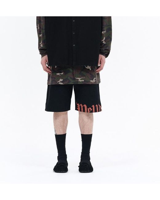 we11done Black Logo-Print Bermuda Shorts for men