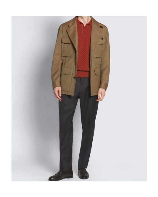 Brioni Red Brick Cotton, Silk And Cashmere Trama Weave Polo for men