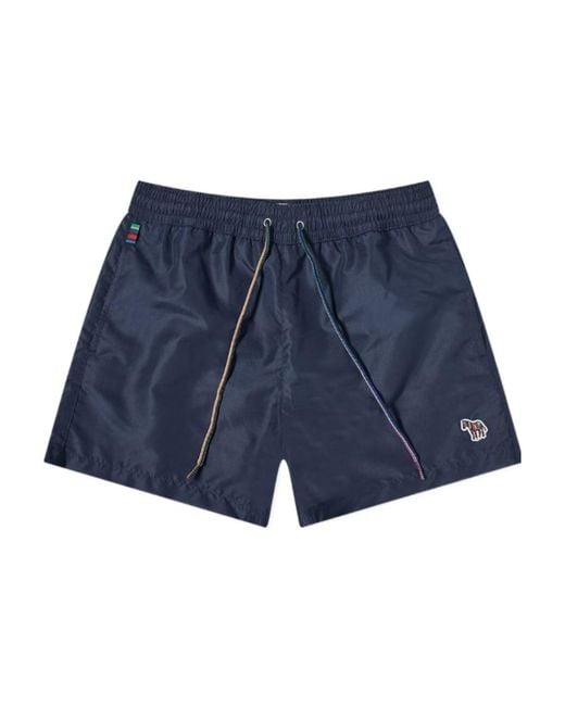 Paul Smith Blue Zebra-Patch Swim Shorts for men