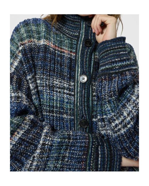 Missoni Blue Oversized Wool-Blend Check Cardigan