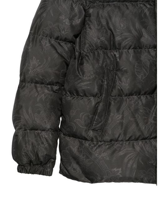 Etro Gray Paisley-Print Puffer Jacket for men