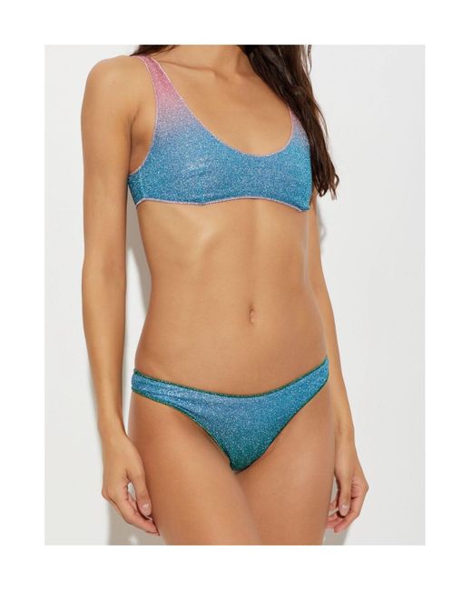 Oseree Blue Oséree Two Piece Lurex Thread Swimsuit