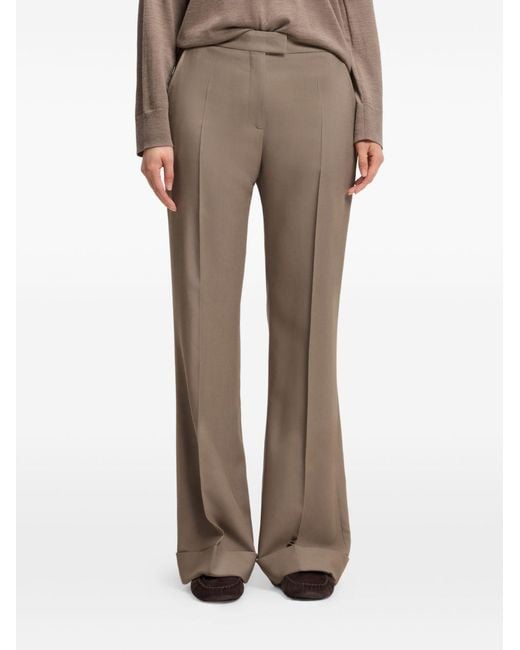 Boss Brown Gabardine Flared Trousers