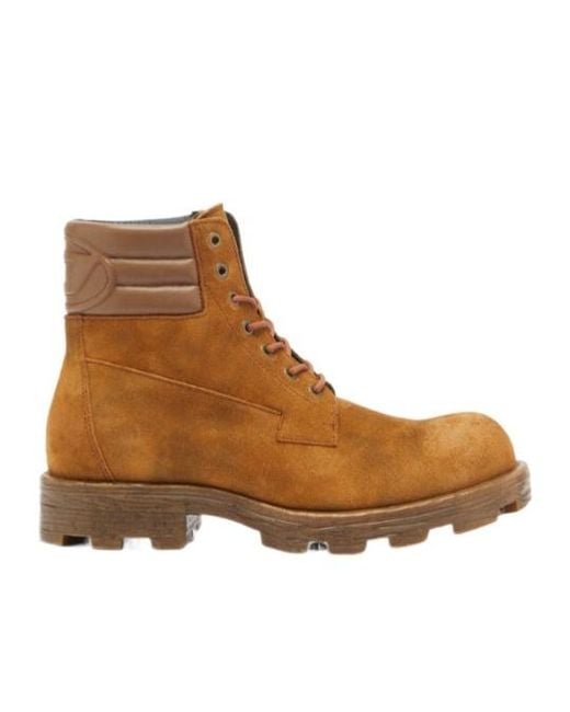 DIESEL Brown D-Hammer Combat Boots for men
