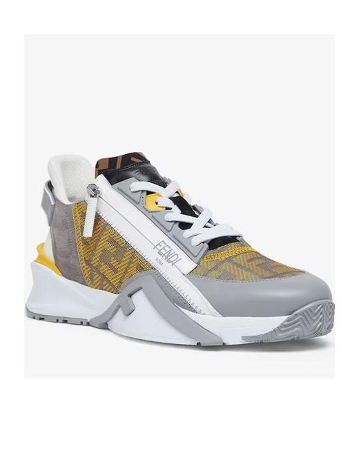 Fendi Multicolor Ff Mesh And Leather Running Shoes for men