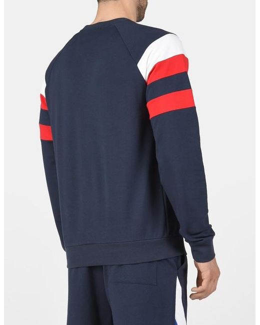EA7 Blue Logo Round-Necked Sweater for men