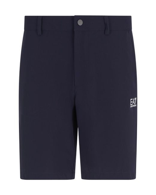 EA7 Blue Button Detailed Bermuda Shorts for men