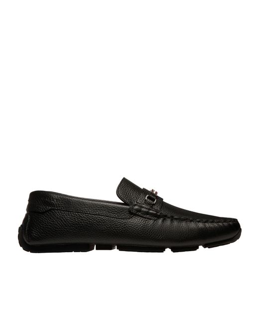 Bally Black Pilot Driver Ebano Grained Leather Loafers for men