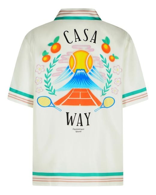 Casablanca Green Casa Way Printed Silk Shirt for men