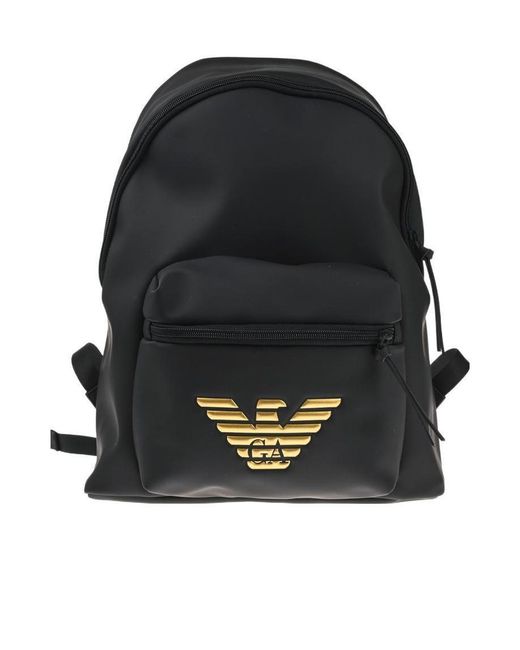 Emporio Armani Black Zippered Backpack for men