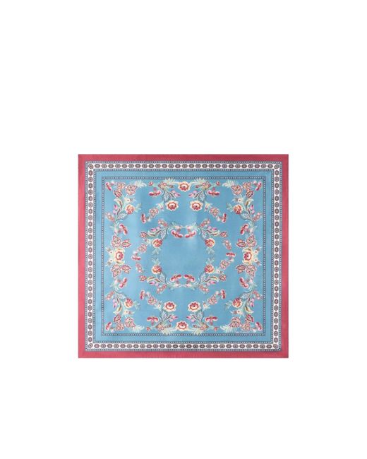 Etro Blue Silk Scarf With Placed Print