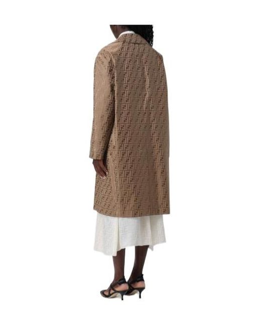 Fendi Natural Ff Printed Long Sleeved Coat