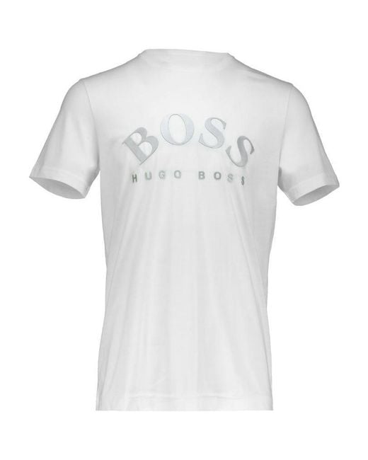 Boss White Round-Necked Logo T-Shirt for men