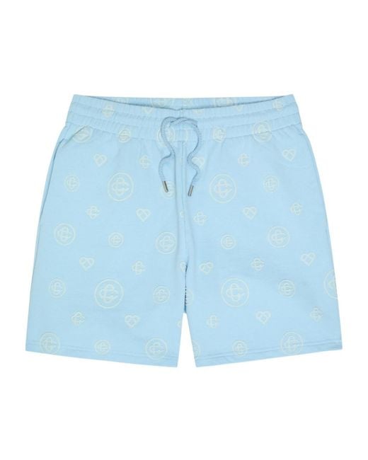 Casablanca Blue Logo-Monogrammed Cotton Shorts for men