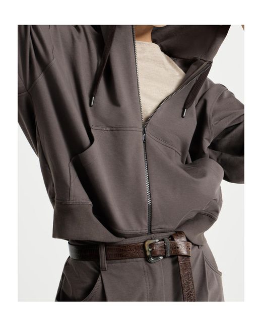 Brunello Cucinelli Gray Zip-Fastening Hoodie