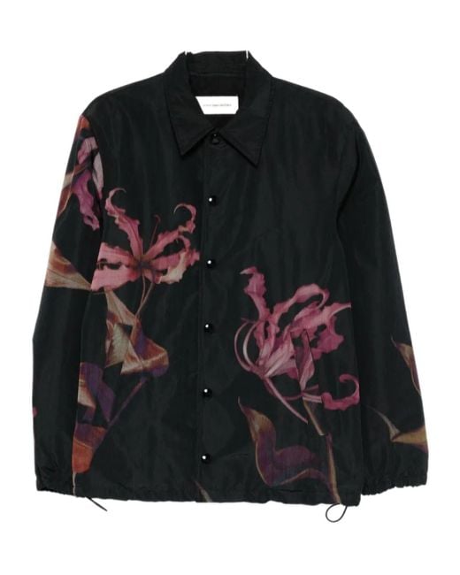 Dries Van Noten Black Vorries Nylon Shirt Jacket for men